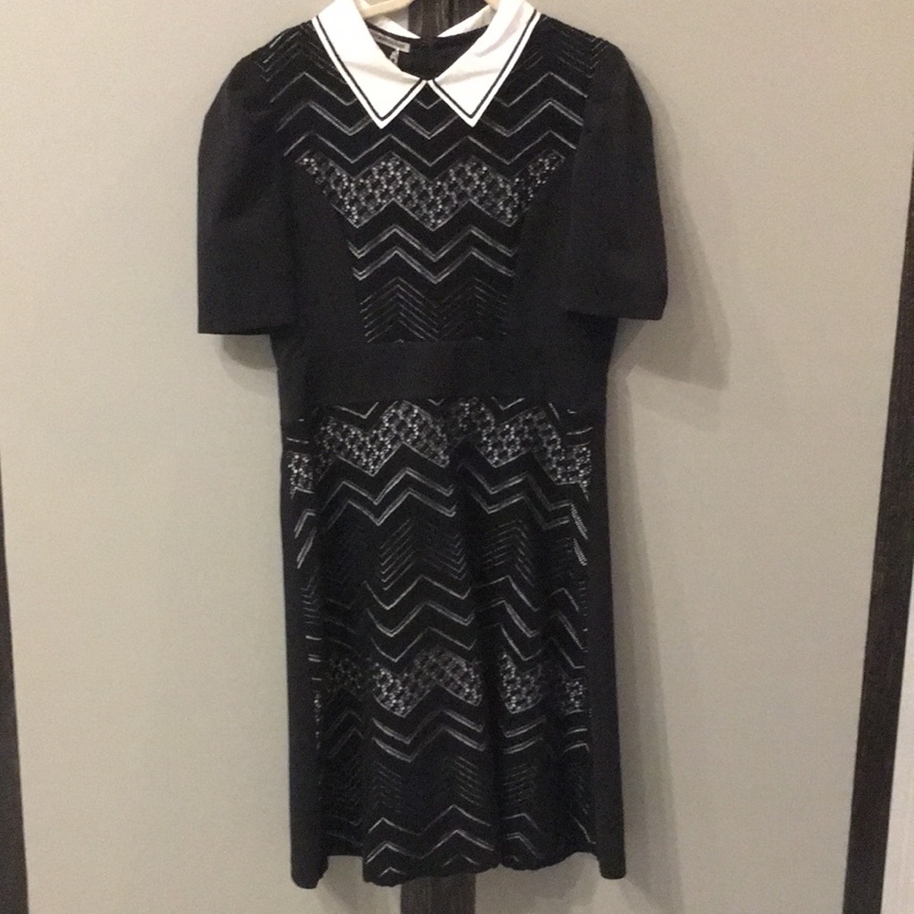Beautiful black chevron crochet detail party dress